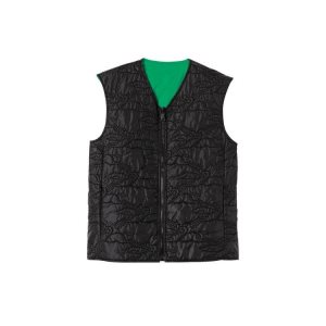 Płaszcze Longchamp Reversible Vest Other Czarne Zielone | 0732-CJXTO