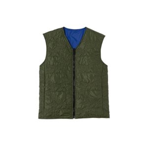 Płaszcze Longchamp Reversible Vest Other Khaki Niebieskie | 3728-HQYXV