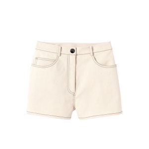 Spodnie Longchamp Shorts Ecru Bawełniane Beżowe | 4806-QGAME