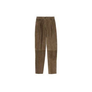 Spodnie Longchamp Trousers Skórzane Khaki | 5671-SIKEB