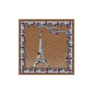 Szaliki Longchamp Scarf 50 Hazelnut Silk Beżowe | 5640-ZBYMA