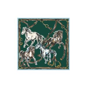 Szaliki Longchamp Scarf 90 Silk Zielone | 5619-ODBFA