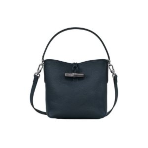 Torba Crossbody Longchamp Bucket S Skórzane Granatowe | 3914-YQPNA