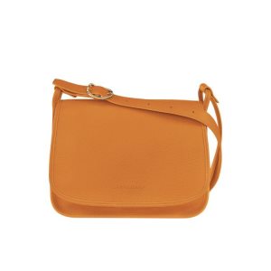 Torba Crossbody Longchamp L Saffron Skórzane Pomarańczowe | 9874-VRIPT
