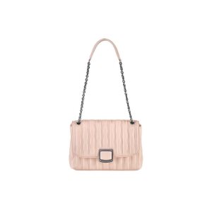 Torba Crossbody Longchamp M Powder Skórzane Różowe | 8046-YNQJL