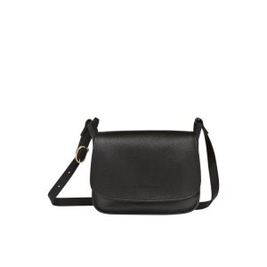 Torba Crossbody Longchamp M Skórzane Czarne | 4619-YTHCW
