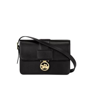 Torba Crossbody Longchamp M Skórzane Czarne | 5073-JISNO