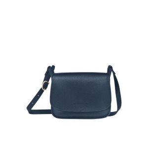 Torba Crossbody Longchamp M Skórzane Granatowe | 4290-QLGIO