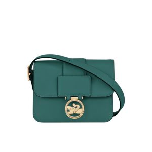 Torba Crossbody Longchamp S Skórzane Szare Zielone | 1270-TVHYK