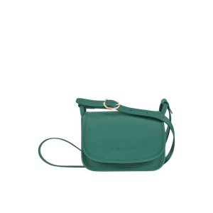 Torba Crossbody Longchamp S Skórzane Szare Zielone | 1386-FCRLZ