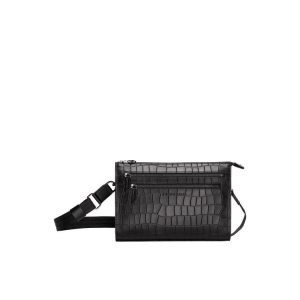 Torba Crossbody Longchamp Skórzane Czarne | 4579-OMXZD