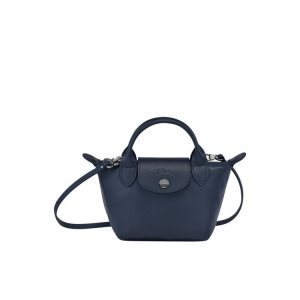 Torba Crossbody Longchamp Skórzane Granatowe | 6793-FKTNB