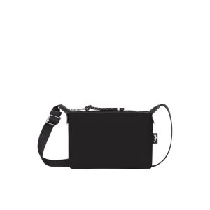 Torby Mini Longchamp Pouch Recycled canvas Czarne | 2430-HFEIU
