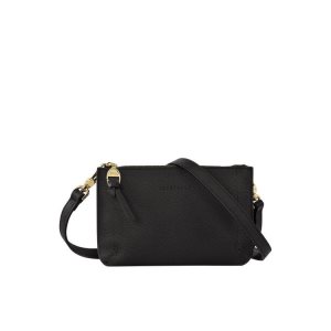 Torby Mini Longchamp Pouch Skórzane Czarne | 2357-IDGHE