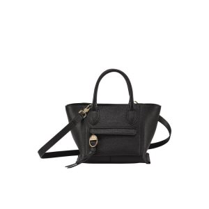 Torby Mini Longchamp S Skórzane Czarne | 4637-PCABO