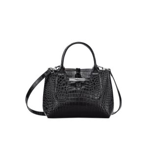 Torby Mini Longchamp S Skórzane Czarne | 7351-ZKQTM