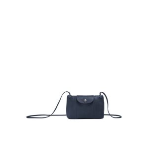 Torby Mini Longchamp Skórzane Granatowe | 6047-YVFQA