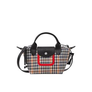 Torby Mini Longchamp Xs Płócienne Granatowe Brązowe | 0183-MKUBW