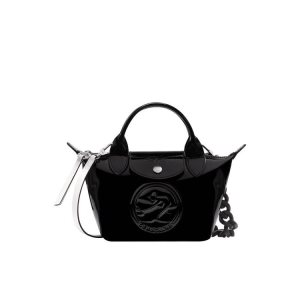 Torby Mini Longchamp Xs Skórzane Czarne | 6157-XVSAZ