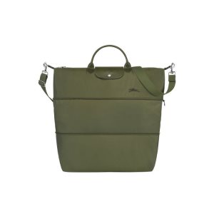 Torby Podróżne Longchamp Expandable Forest Recycled canvas Zielone | 6471-VUGPH
