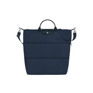 Torby Podróżne Longchamp Expandable Recycled canvas Granatowe | 0435-ERBMN