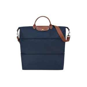 Torby Podróżne Longchamp Expandable Recycled canvas Granatowe | 2801-JKGZA