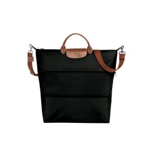 Torby Podróżne Longchamp Expandable Recycled canvas Czarne | 6031-UQYOH