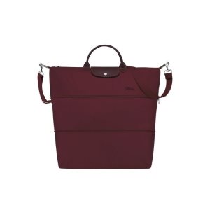Torby Podróżne Longchamp Expandable Recycled canvas Bordowe | 8234-QSELM