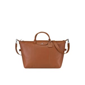 Torby Podróżne Longchamp L Caramel Skórzane Brązowe | 1324-JSQUF