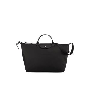Torby Podróżne Longchamp Recycled canvas Czarne | 9401-QOCBK