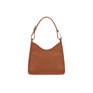Torby Przez Ramię Longchamp Caramel Skórzane Brązowe | 1589-XKBHG