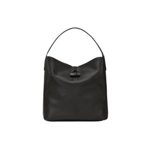 Torby Przez Ramię Longchamp Hobo Skórzane Czarne | 1963-YUSRF
