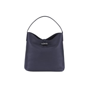 Torby Przez Ramię Longchamp Hobo Skórzane Granatowe | 9372-SVADB