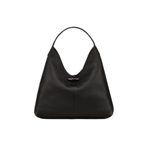 Torby Przez Ramię Longchamp Hobo Xl Skórzane Czarne | 5480-HQOAS