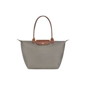 Torby Przez Ramię Longchamp L Turtledove Recycled canvas Szare | 7643-HUCJM