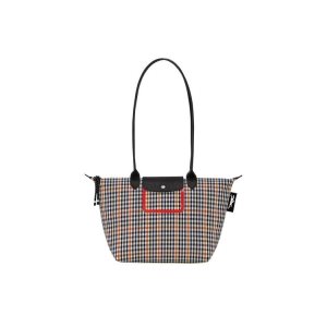 Torby Przez Ramię Longchamp Long Płócienne Granatowe Brązowe | 1560-DKZUQ