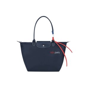 Torby Przez Ramię Longchamp Shopping L Recycled canvas Granatowe | 3654-LISCB