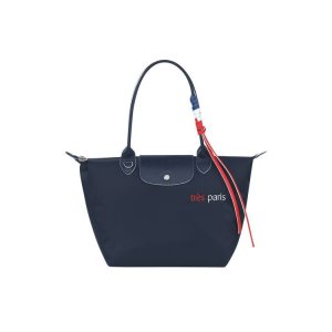 Torby Przez Ramię Longchamp Shopping S Recycled canvas Granatowe | 2073-MHOGU