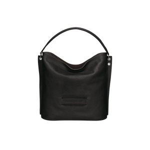 Torby Przez Ramię Longchamp Skórzane Czarne | 2970-FQXWZ