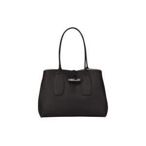 Torby Przez Ramię Longchamp Skórzane Czarne | 6430-YJUOF
