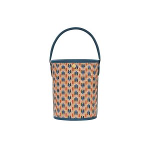Torebki Longchamp Bucket Skórzane Beżowe | 3280-MNHVT
