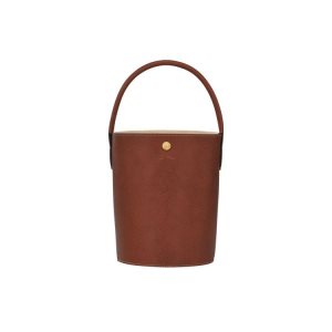 Torebki Longchamp Bucket Skórzane Brązowe | 9410-HEWCI