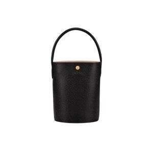 Torebki Longchamp Bucket Skórzane Czarne | 5917-ZJKAR