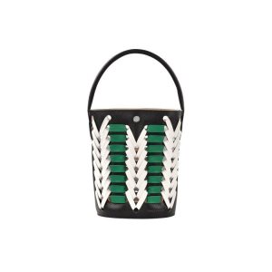 Torebki Longchamp Bucket Skórzane Czarne | 6194-URPVD
