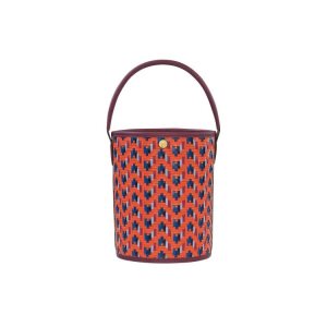 Torebki Longchamp Bucket Skórzane Pomarańczowe | 9618-MRHSX