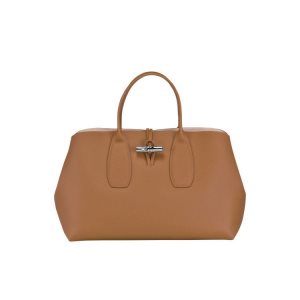 Torebki Longchamp L Skórzane Beżowe | 7085-GNLXO