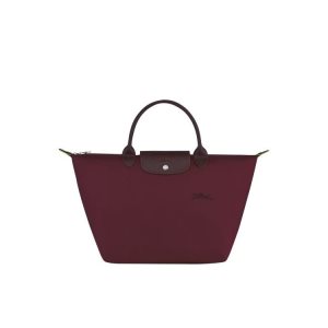 Torebki Longchamp M Recycled canvas Bordowe | 6425-SIKYM