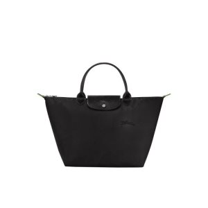 Torebki Longchamp M Recycled canvas Czarne | 6179-WNCOJ