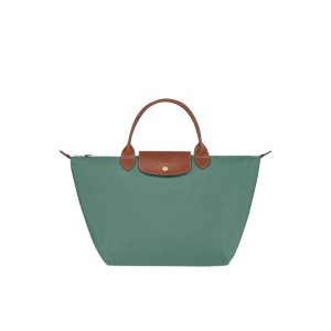 Torebki Longchamp M Recycled canvas Szare Zielone | 3642-RZSUG