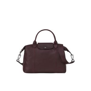Torebki Longchamp M Skórzane Bordowe | 3547-SAMNH